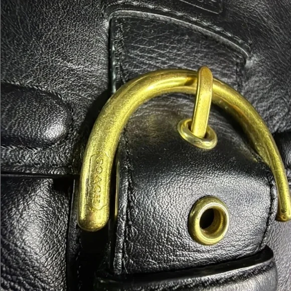 Coach Campbell Hobo Shoulder Bag with Gold Buckle Black Leather - Picture 2 of 14